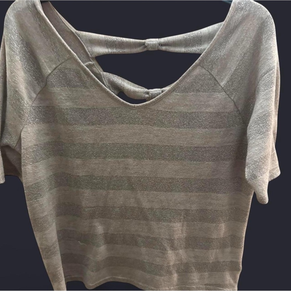 Striped Gray Short Sleeve Top
